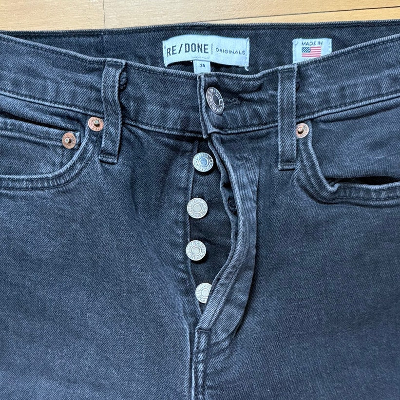RE/DONE Black High Rise Cropped Jeans - Size 25 - EUC