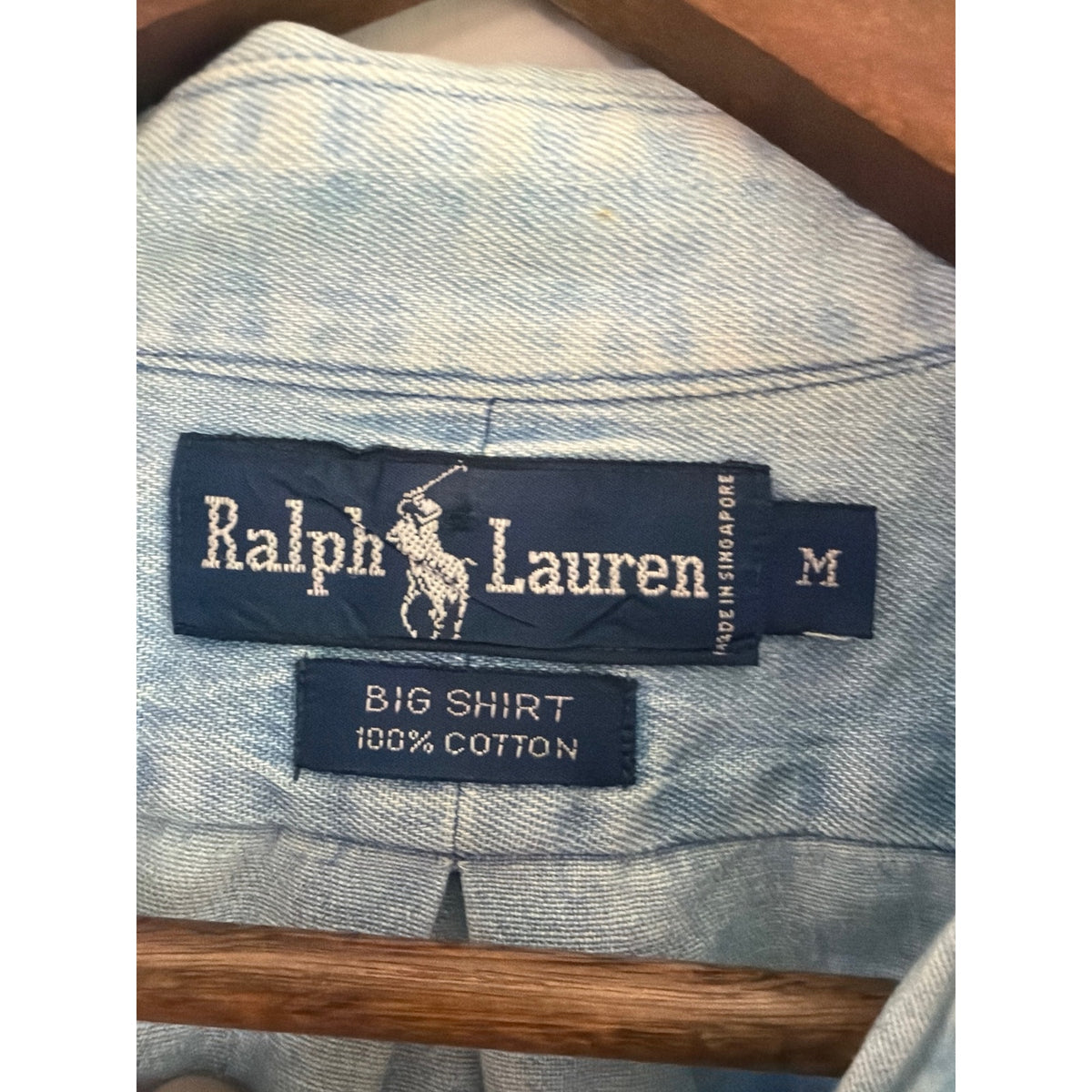 Vintage Ralph Lauren "The Big Shirt" Light Wash Denim Button-Down - Size M