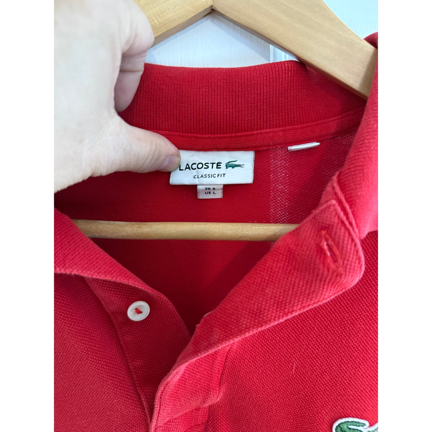 Classic Fit Red Lacoste Polo Size Small