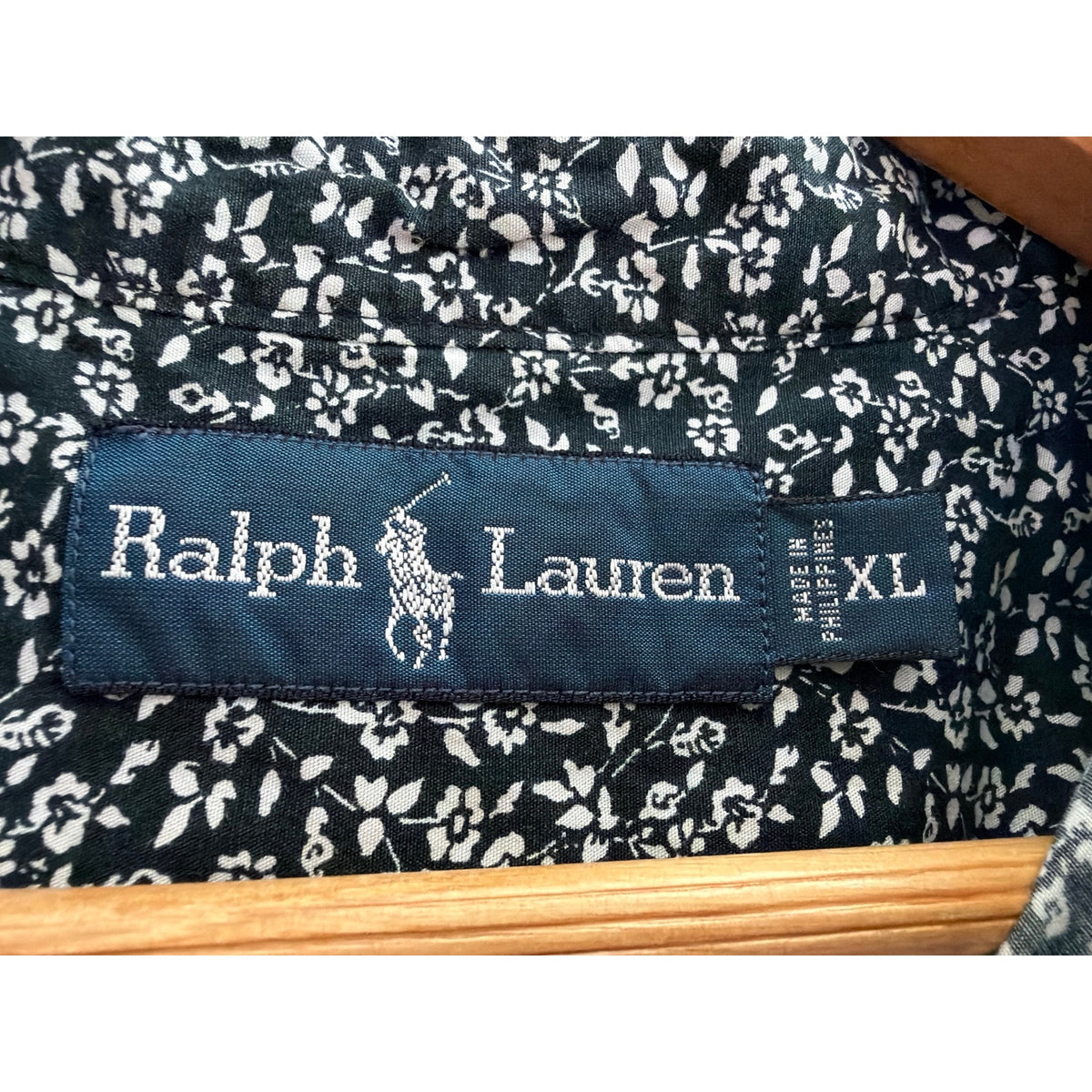 Ralph Lauren Mens Short Sleeve Floral Button Down Shirt Dark Green White XL