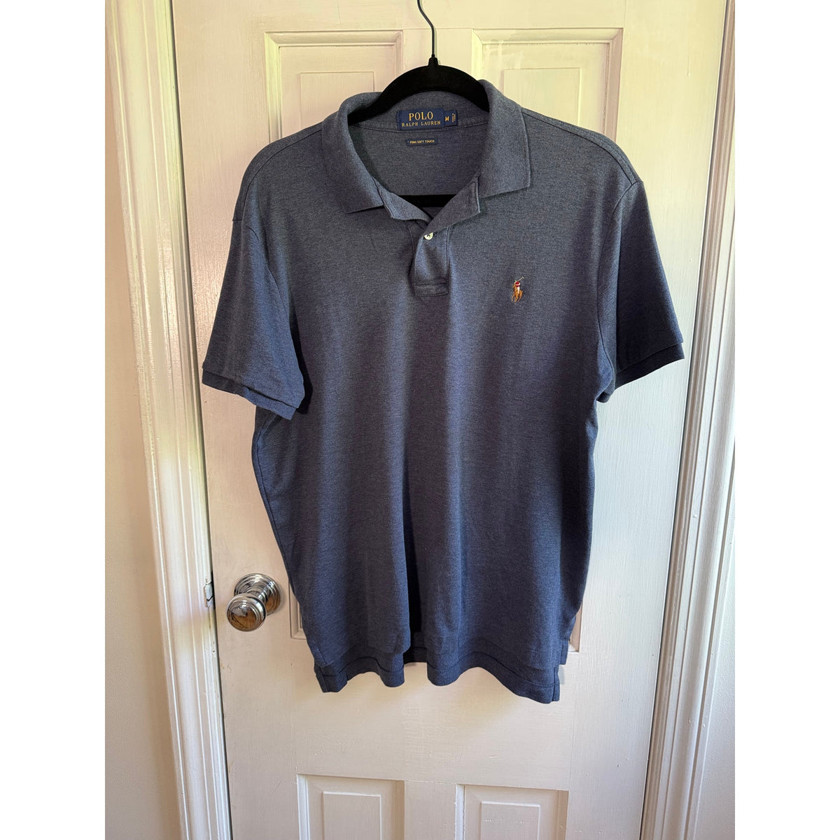 Polo Ralph Lauren Pima Cotton Shirt Medium Blue Heather Soft Touch Luxe EUC