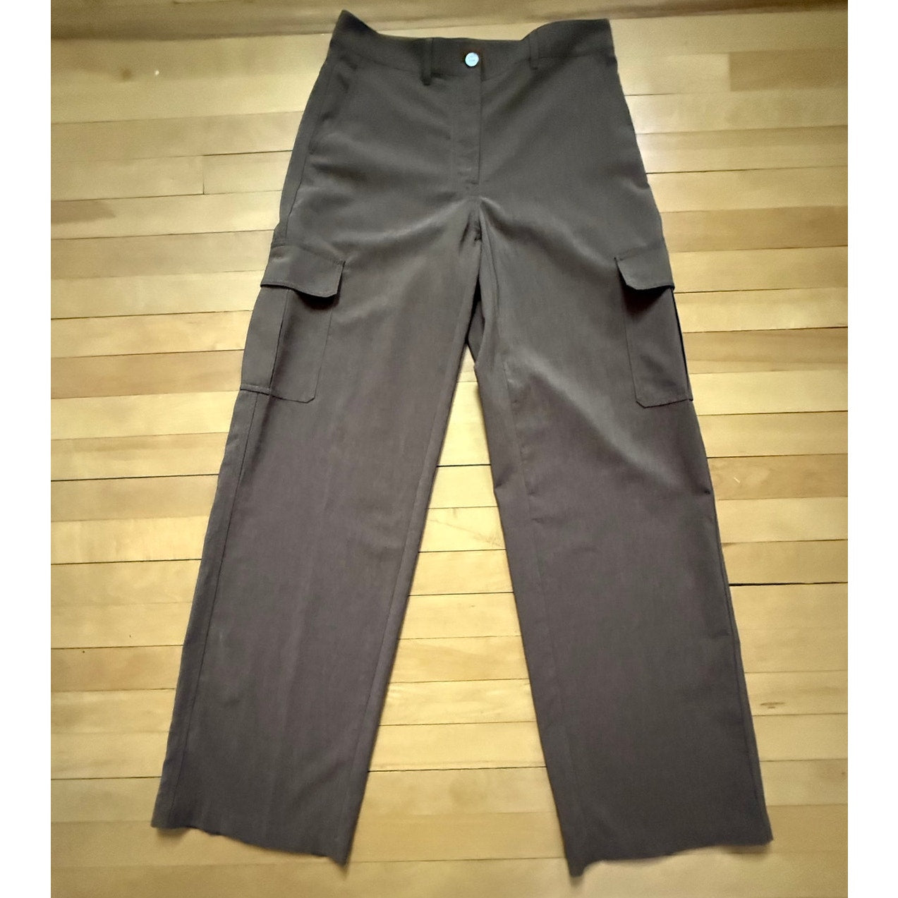 Theory Brown Cotton Blend Cargo Pants Size 4 EUC Wide Leg Utility Trousers