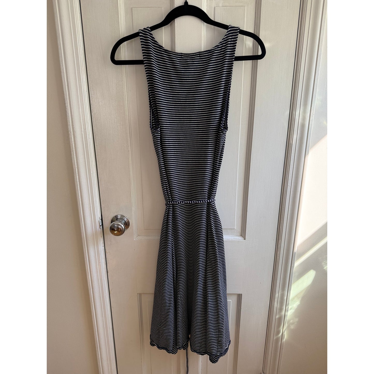 Lauren Ralph Lauren Navy Blue & White Striped Sleeveless Fit & Flare Dress S EUC