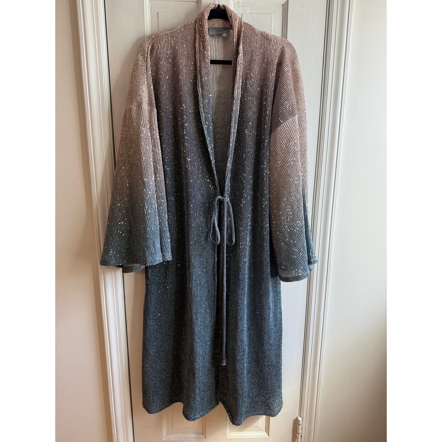 Anthropologie Sparkly Sequin Long Cardigan One Size - Stevie Nicks Boho Duster