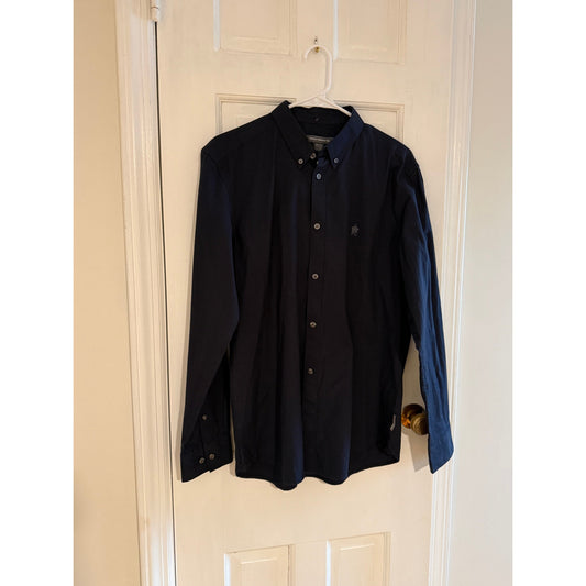 French Connection Men's Black Button Down Shirt Medium