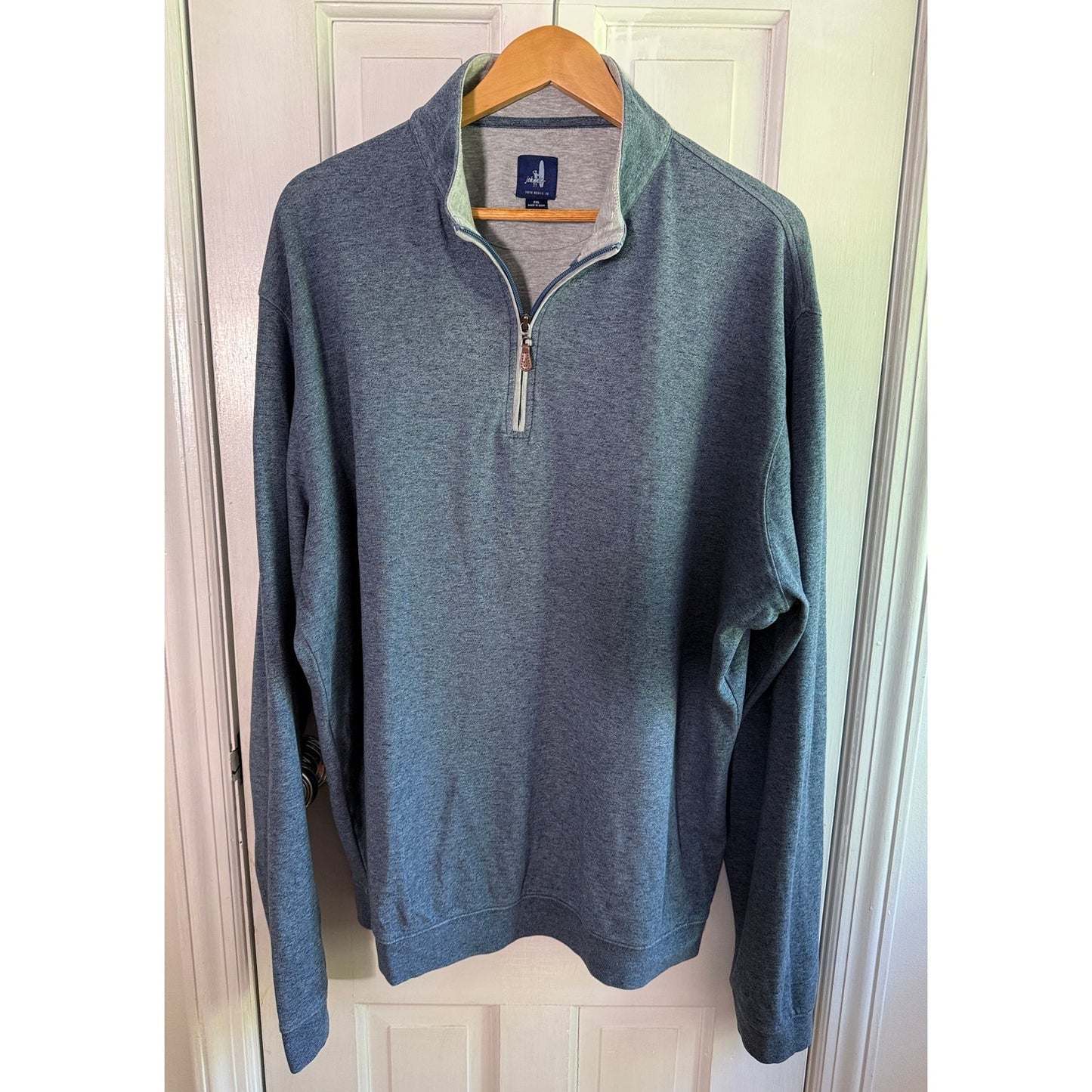 Johnnie-O Men's 2XL Gray 1/4 Zip Pullover Sweater Long Sleeve Heathered EUC