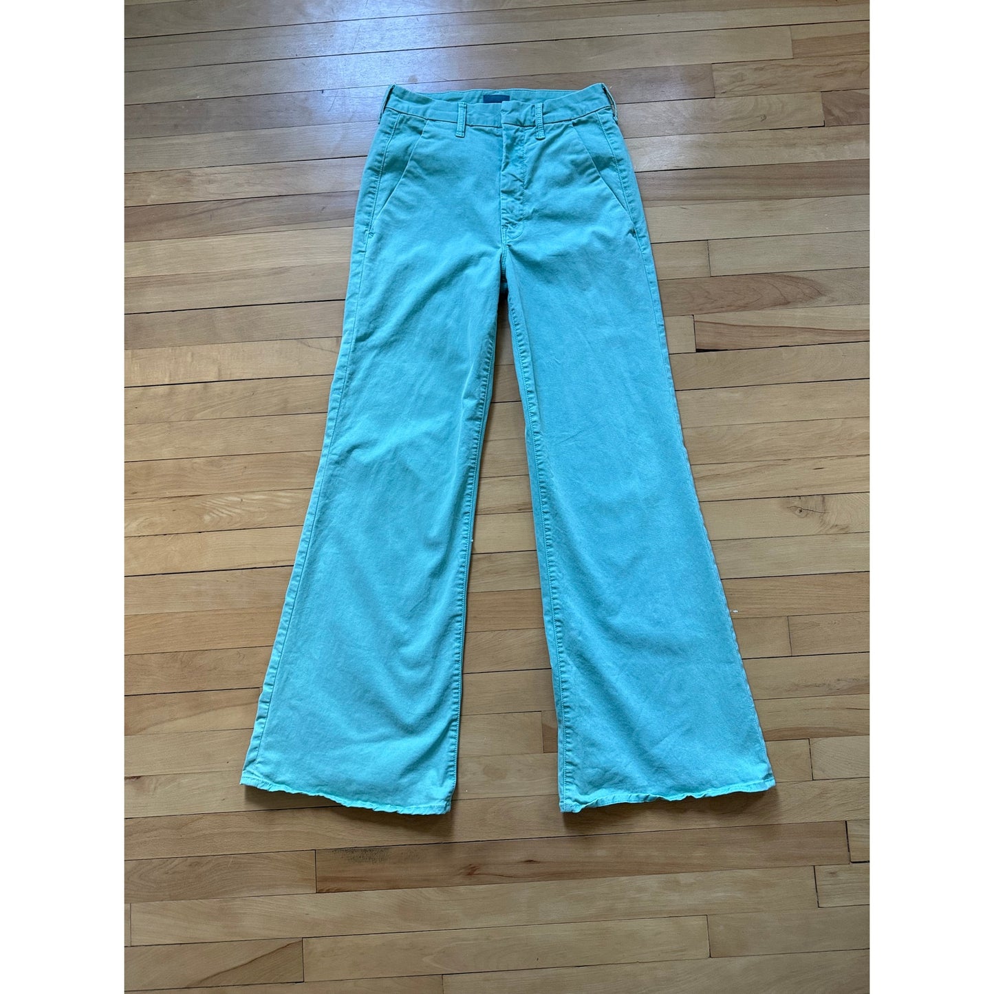 MOTHER The Roller Prep Pants Size 26 | Killing Time Turquoise Mint Green EUC Wide Leg