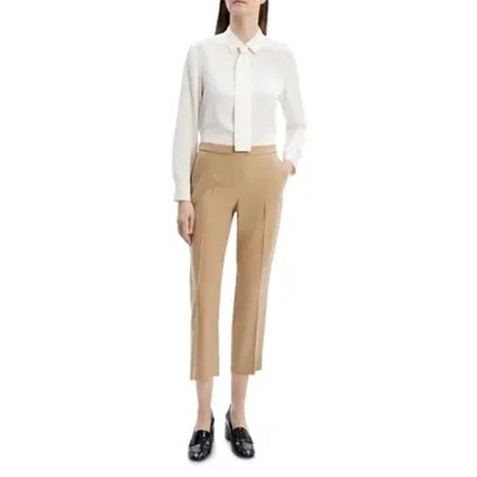 Theory Treeca Pull-On Pant 2 Black Slim Straight Cropped Dress Pant Essential 💼