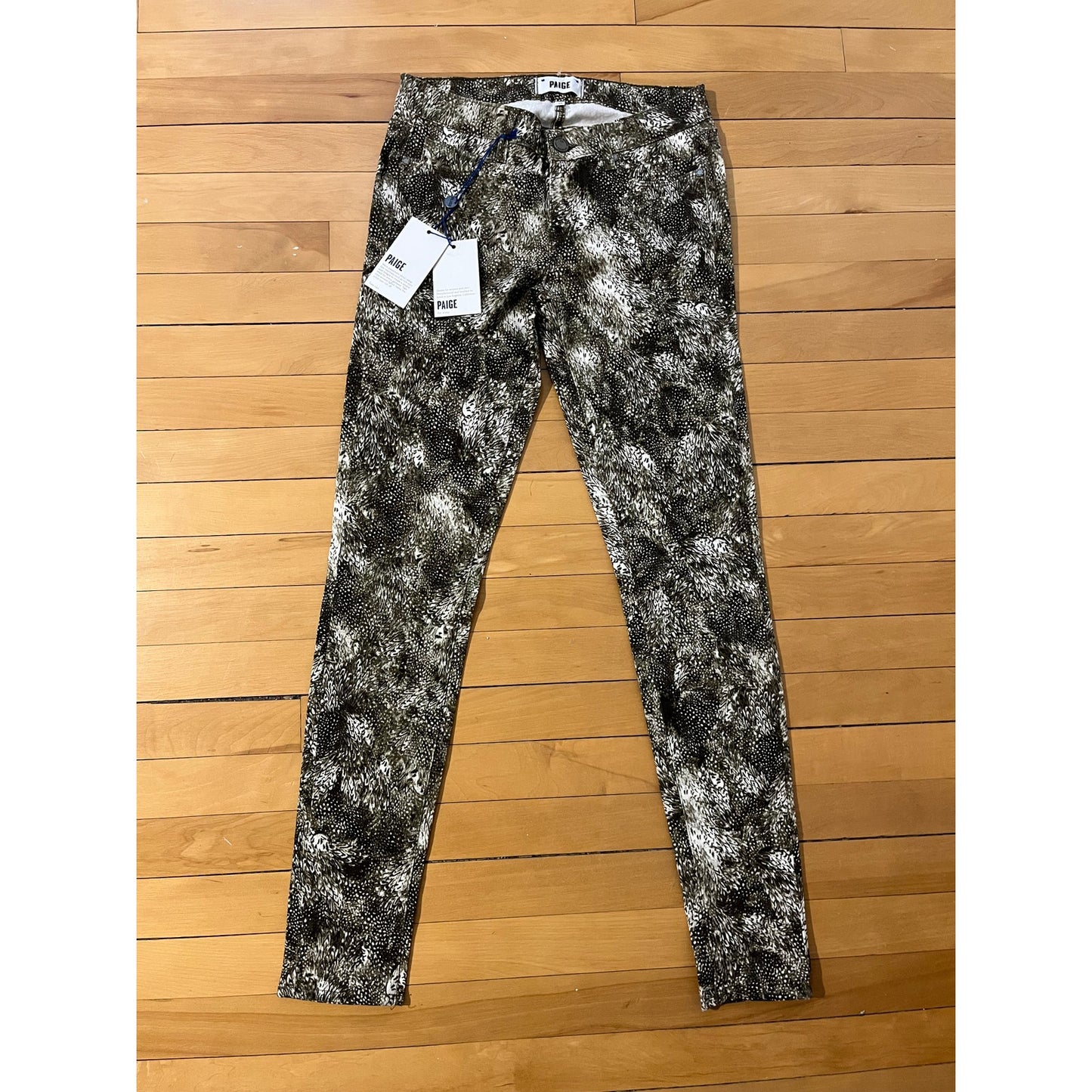 🔥 NWT Paige Verdugo Ultra Skinny Jeans Feather Print Maximalist Sx 28