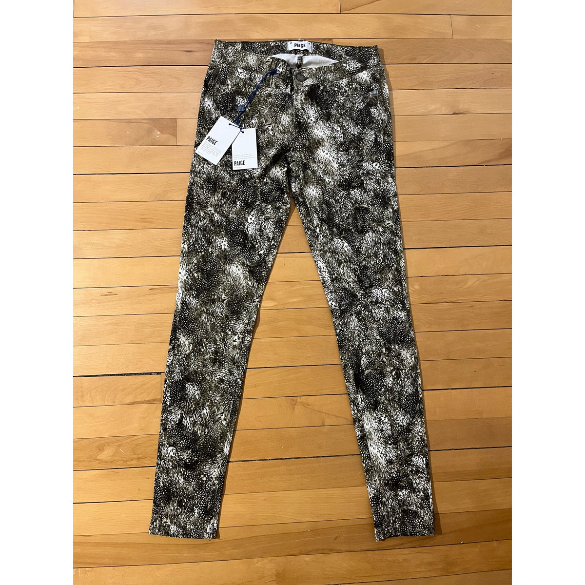 🔥 NWT Paige Verdugo Ultra Skinny Jeans Feather Print Maximalist Sx 28
