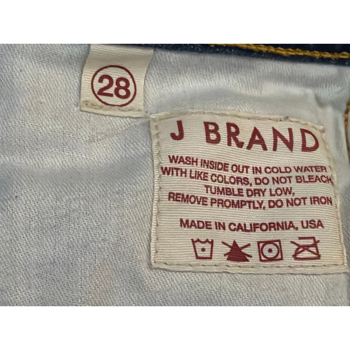 J Brand Low Rise Straight Leg Jeans Dark Wash Blue Size 28