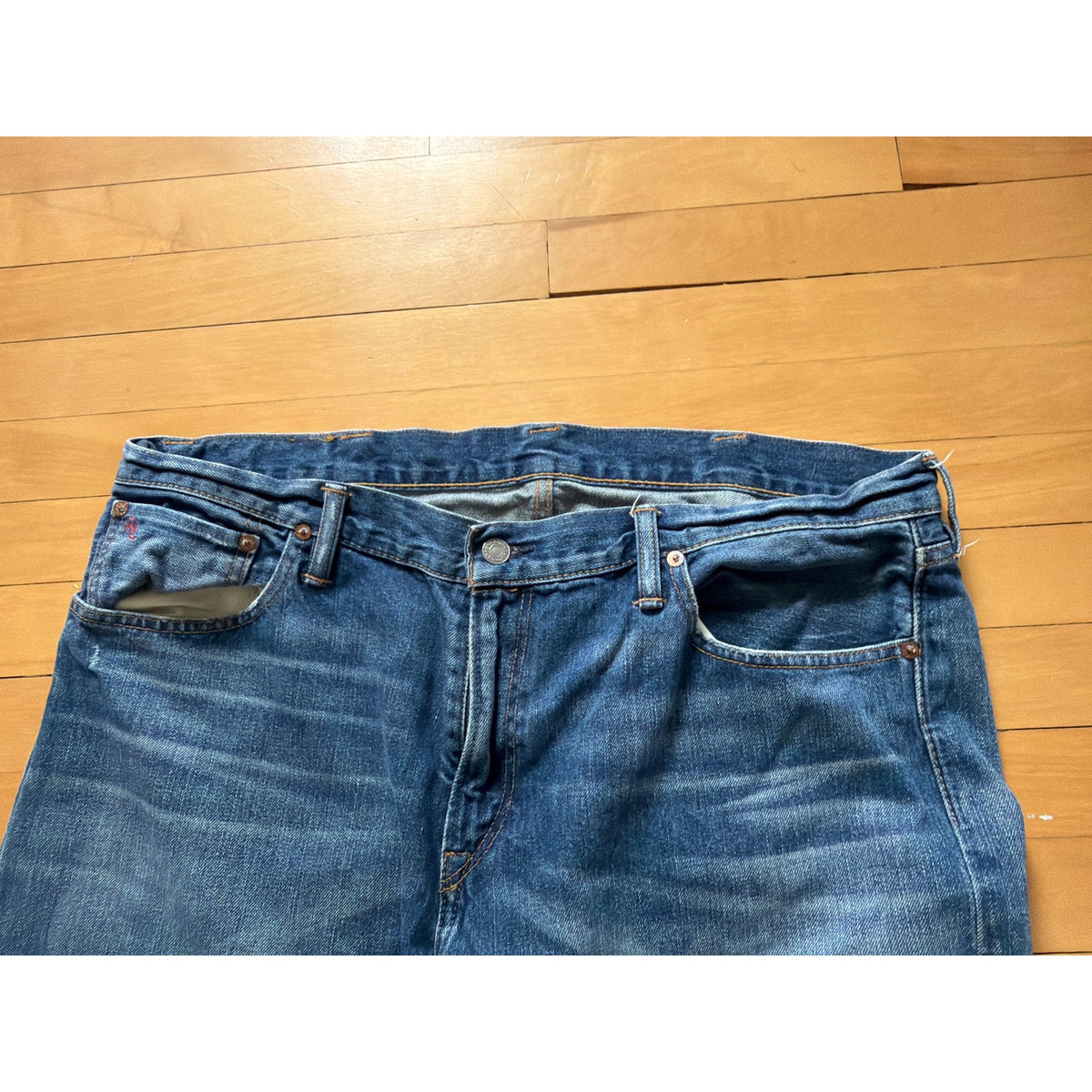 Vintage Polo Ralph Lauren Size 38 x 30  Blue Wide Leg Mens Jeans
