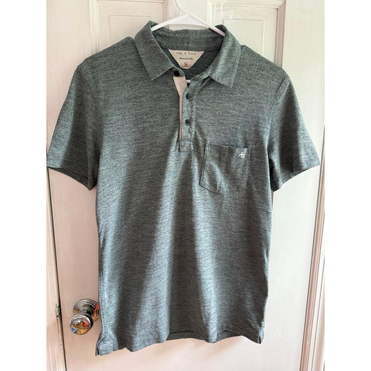 Rag & Bone Handmade Polo Men's Small Grey Knit Short Sleeve
