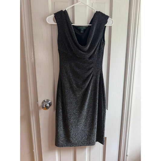 Lauren Ralph Lauren Dress Women's Metallic Black & Silver Dress Size 0P