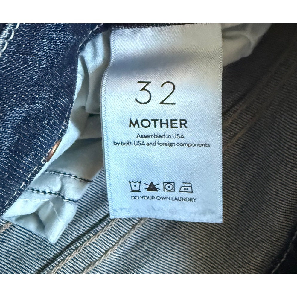 MOTHER High Waisted Looker Ankle Fray Jeans On The Edge Wash 32 EUC