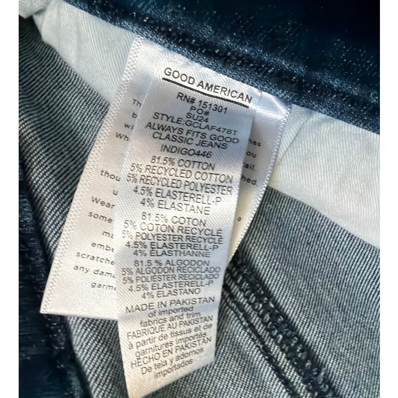 Good American Always Fits Good Classic Jeans 14-18 Dark Wash Cut Hem EUC