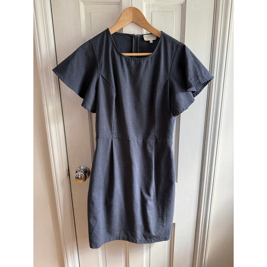Mystic Los Angeles Grey Flutter Sleeve Sheath Dress - Size Medium - EUC