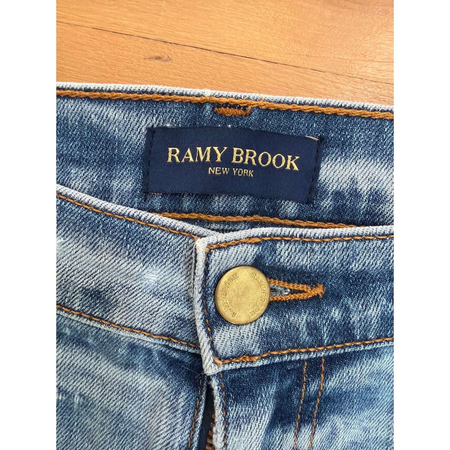 Ramy Brook Distressed Jeans Size 27 High Rise Slim Shark Bite Made in USA EUC