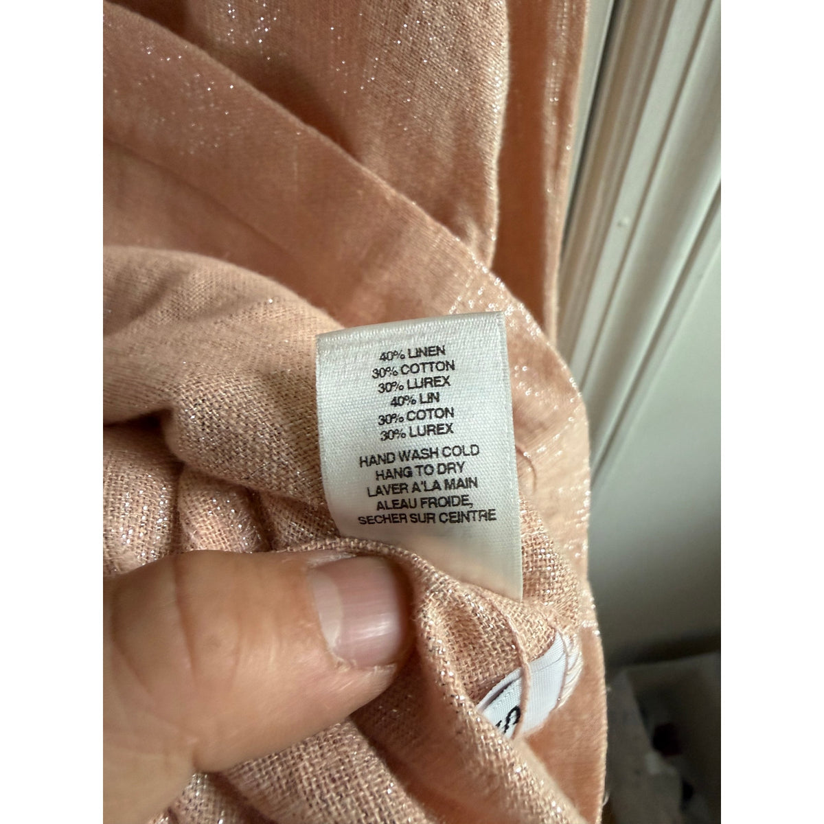 Amadi Peach Linen Blazer Small Double Breasted Shimmer Anthropologie