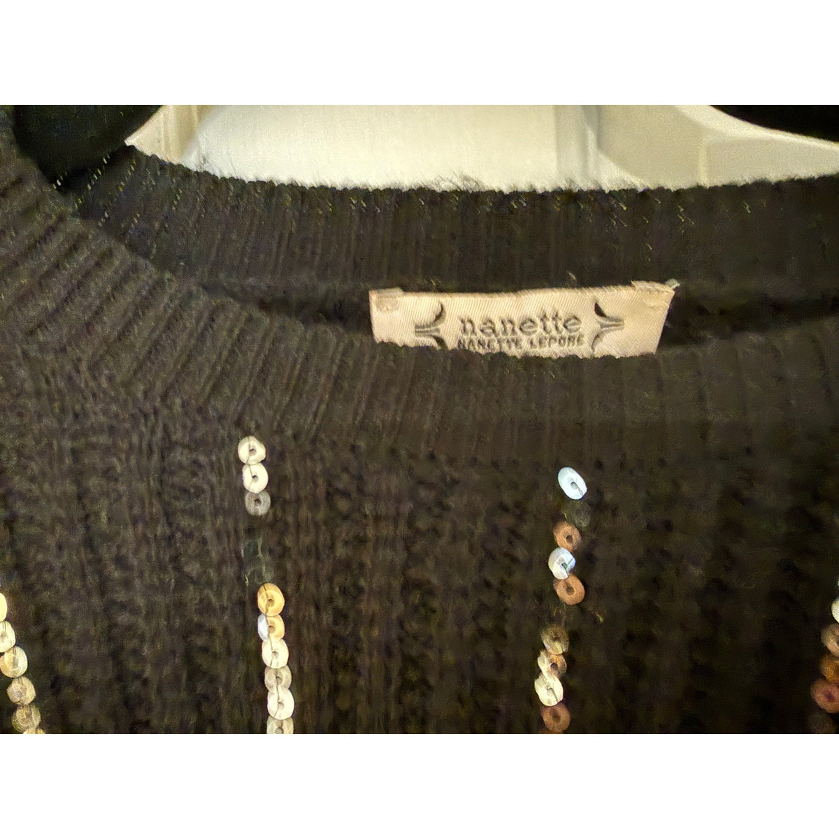 Nannette Lepore Sequined Black Sweater - Medium - Good Condition