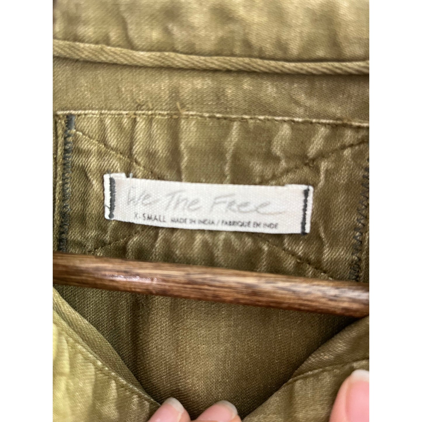 We The Free People Drifter Vest - Olive Green Distressed Denim - Size Small - EUC
