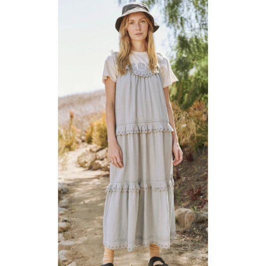 the Great. Magnolia eyelet tiered dress,  grey blue, Size 1, Small