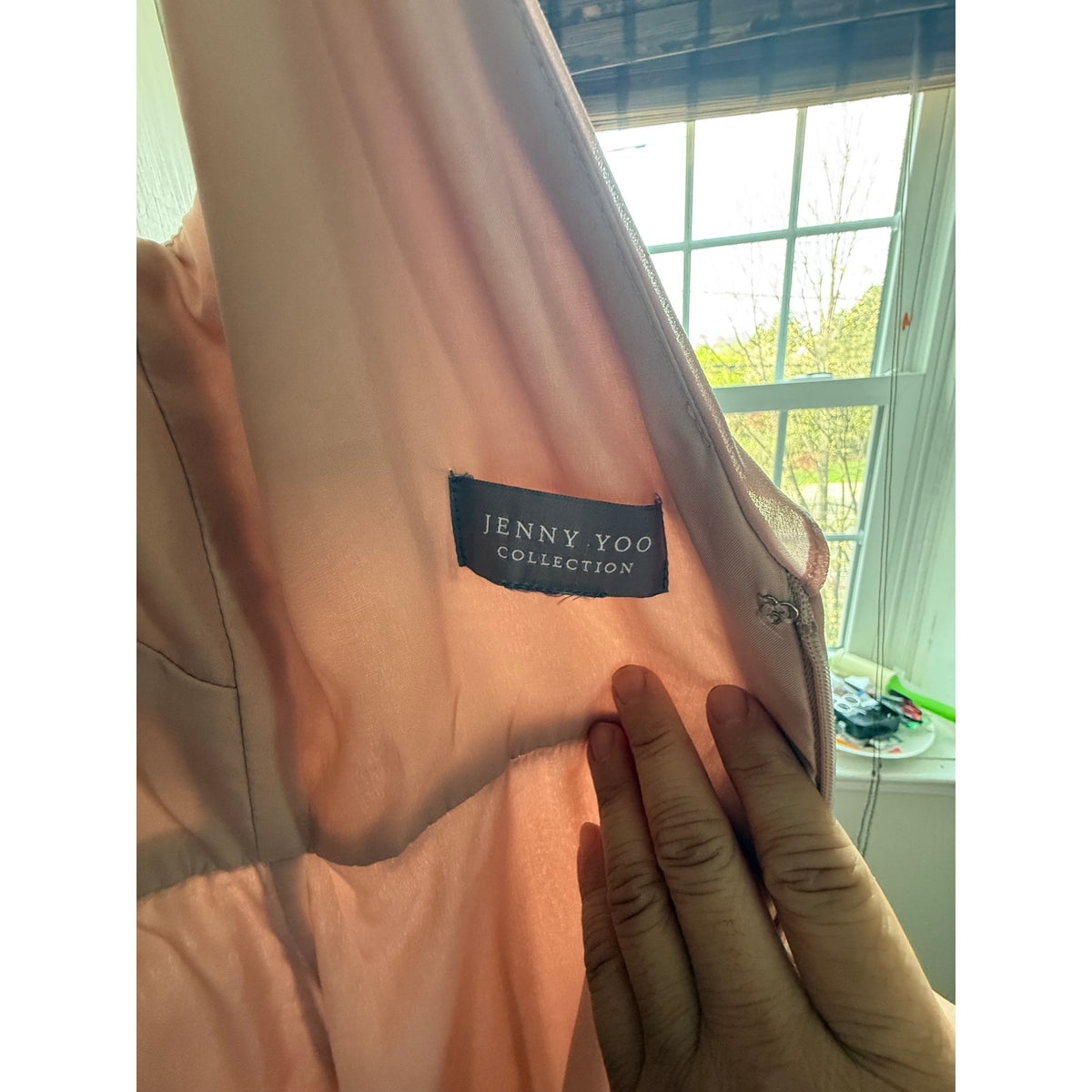 Jenny Yoo Collection Pink Ruffle V-Neck Maxi Dress - Dusty Rose EUC