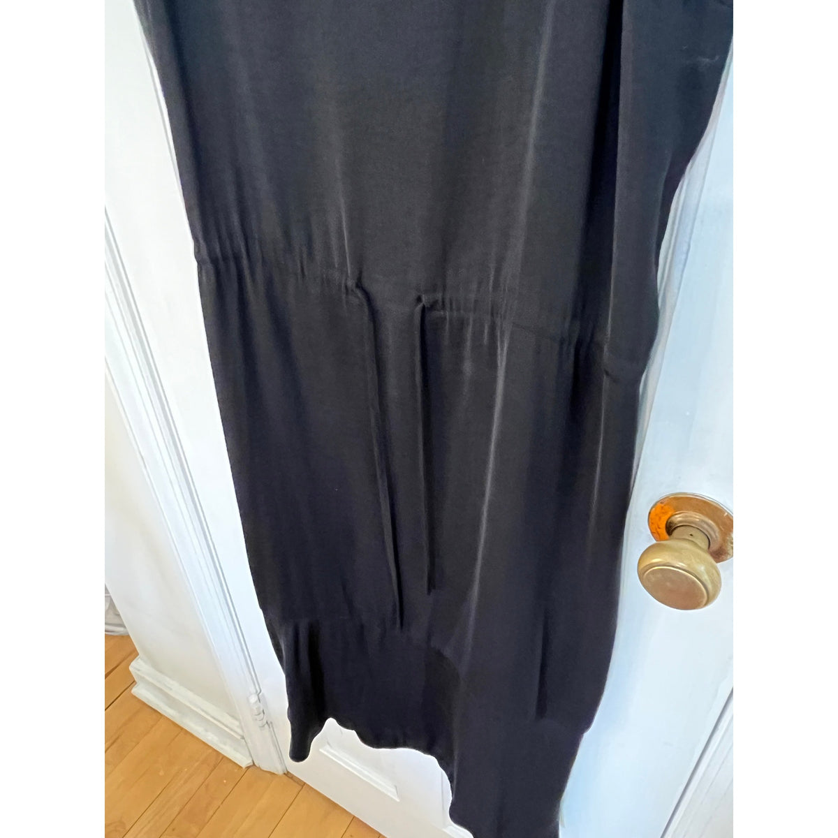 ☀️ Who What Wear Black Ruffle Strap Tie-Waist Midi LBD Breezy Summer - Sz M