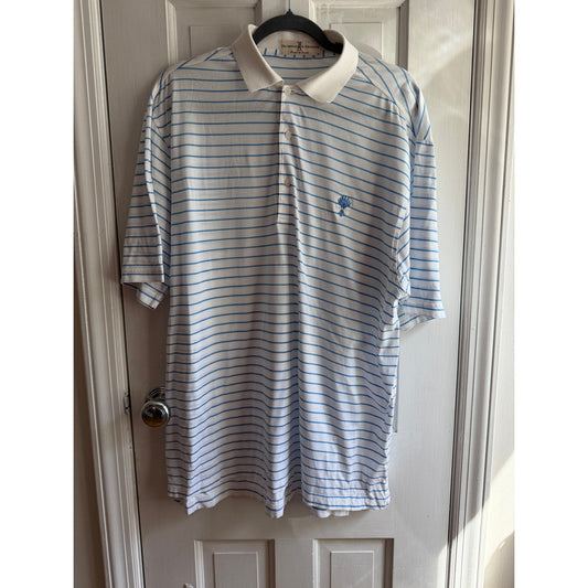 Fairway & Greene Mercerized Cotton Striped Golf Polo Shirt Blue White Size M