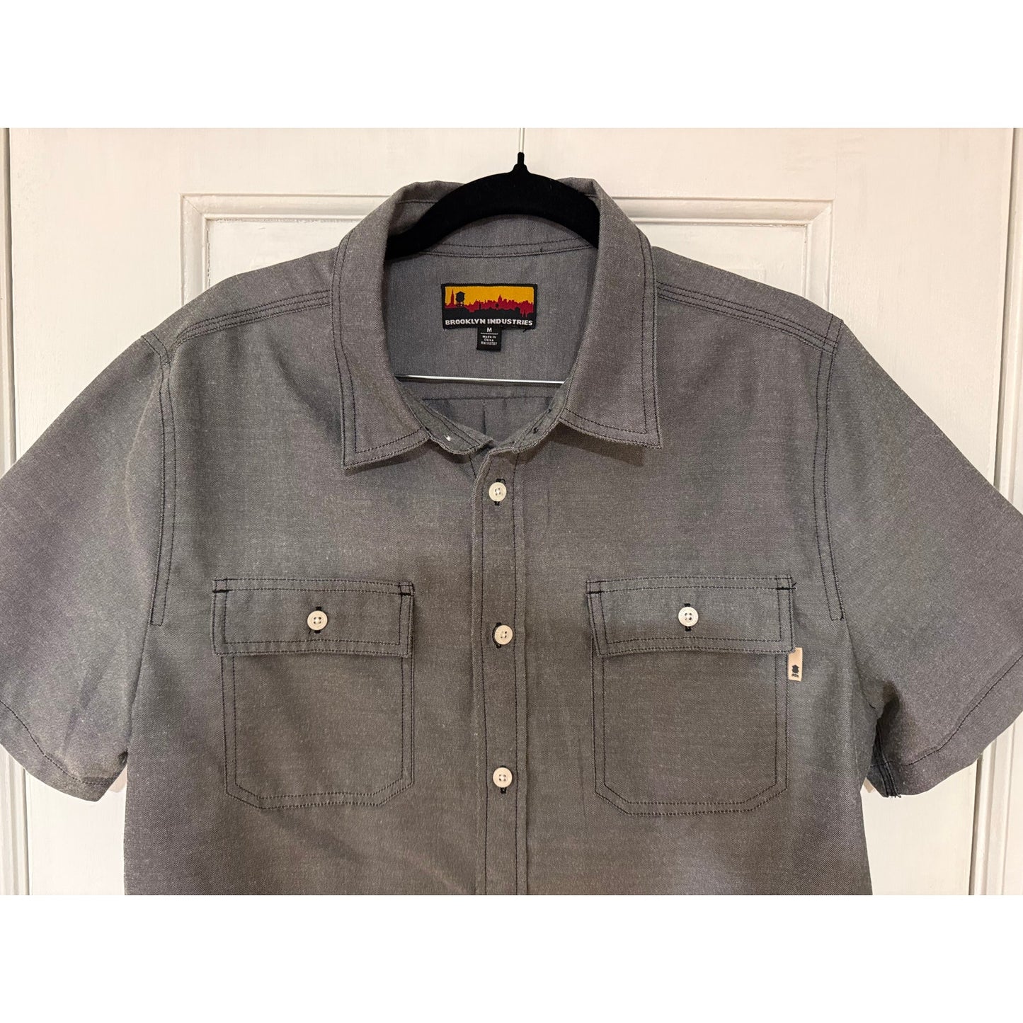 Brooklyn Industries Gray Button Down Short Sleeve Shirt  - Small