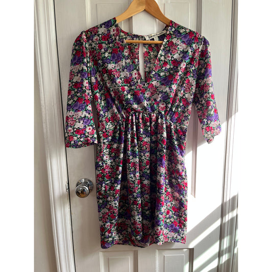 LOVERS + FRIENDS Floral Dusk Mini Dress Small - 💐 Open Back Boho Coquette ✨