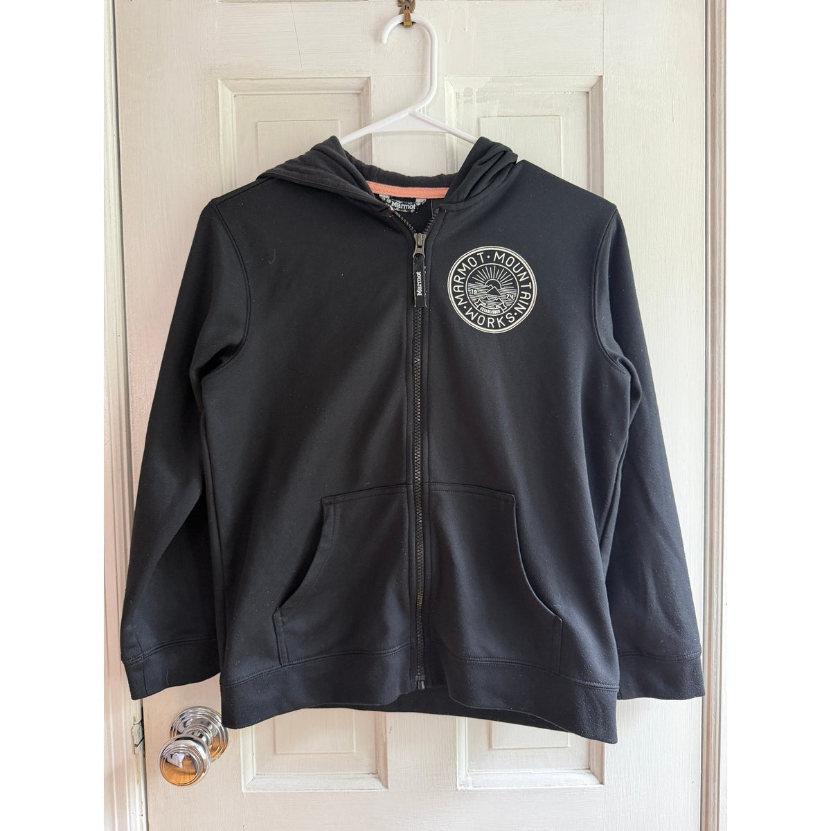 Marmot Mountain Works Black Fleece-Lined Graphic Hoodie - Size Large