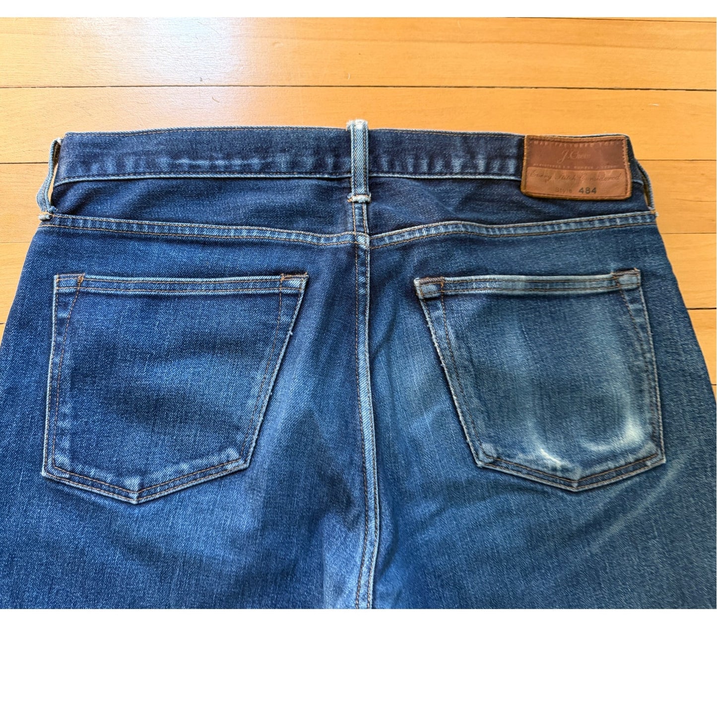 J.Crew 484 Slim Fit Jeans Mens 32x34 Blue Denim Dark Worn In Stretch