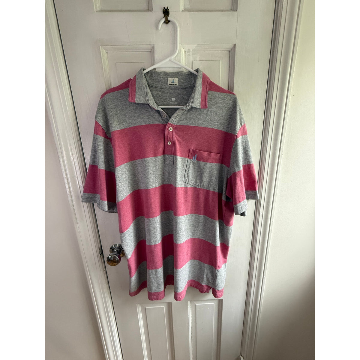 Johnnie-O Striped Polo | "Hangin' Out" Collection | XLarge | EUC | Pink & Grey