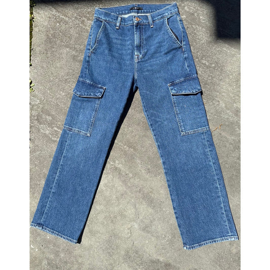 7 For All Mankind Cargo Logan Jeans Blue Bell Size 26 EUC Utility