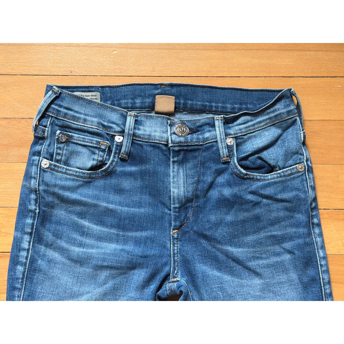 True Religion Size 25 Halle Mid Rise Super Skinny Blue Jeans