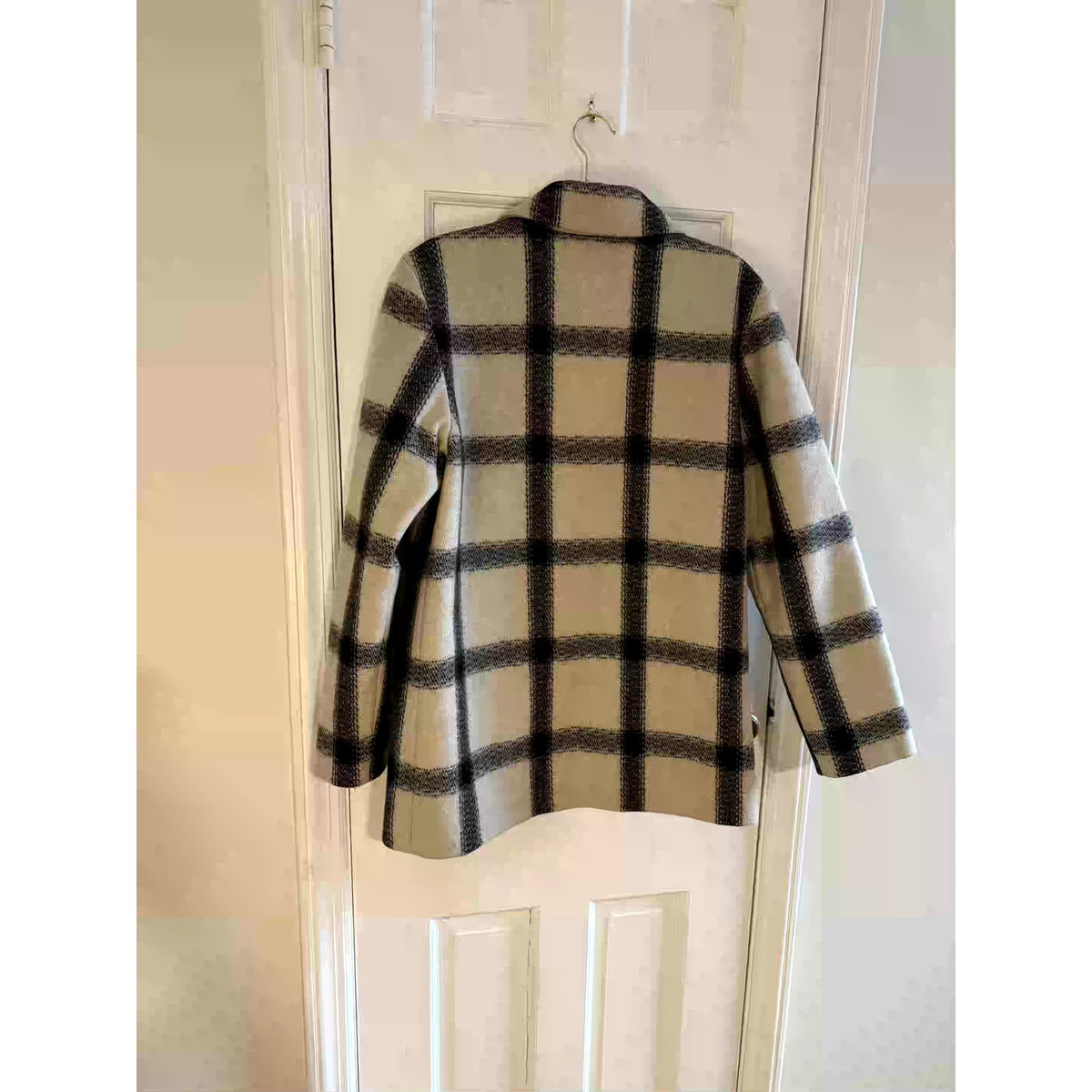 A.P.C. Black & White Men's Houndstooth Wool Coat Medium