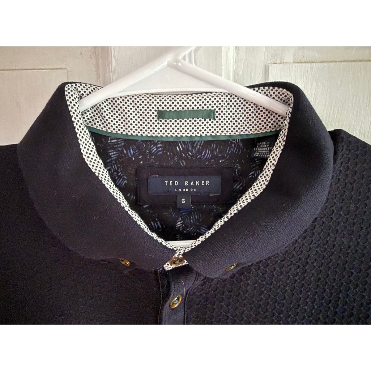 Ted Baker London Black Knit Polo Shirt Men’s Size 6(XXL) Classic EUC