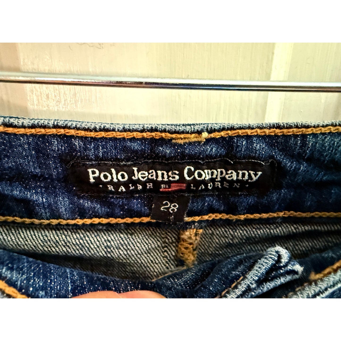 Vintage Polo Jeans Co Ralph Lauren Stretch Denim Mini Skirt Size 28 EUC
