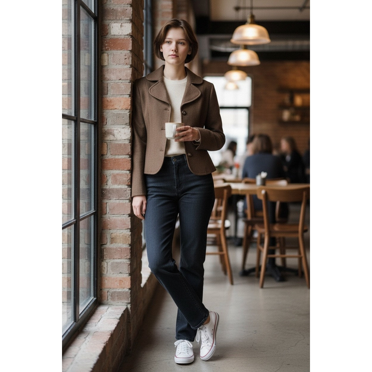 Vintage Celine Brown Wool Cropped Coat - Extra Small