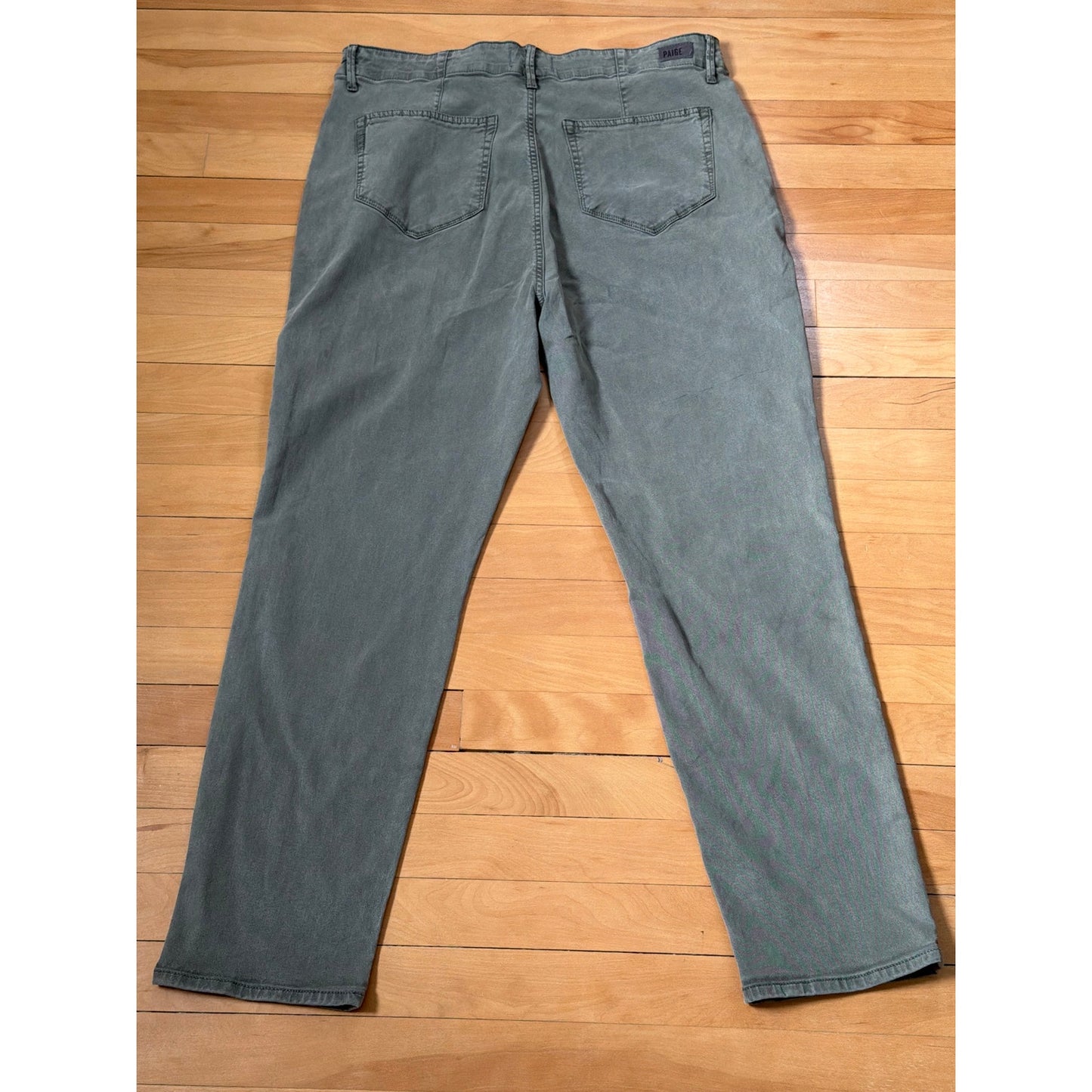 Paige 31 High Rise Military Green Straight Leg Jeans