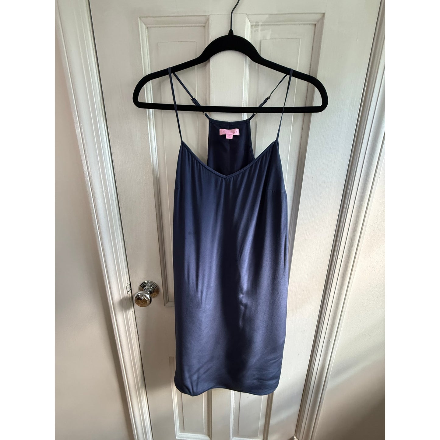 Lilly Pulitzer Dusk 100% Silk Racerback Slip Dress Navy Blue XS EUC