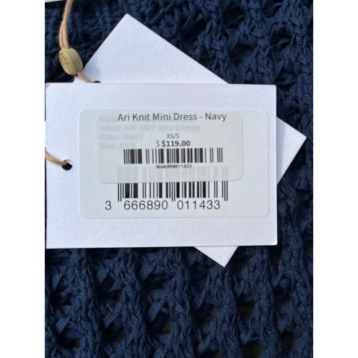 NWT The Frankie Shop Ari Knit Mini Dress Navy XS/S Crochet Cover Up