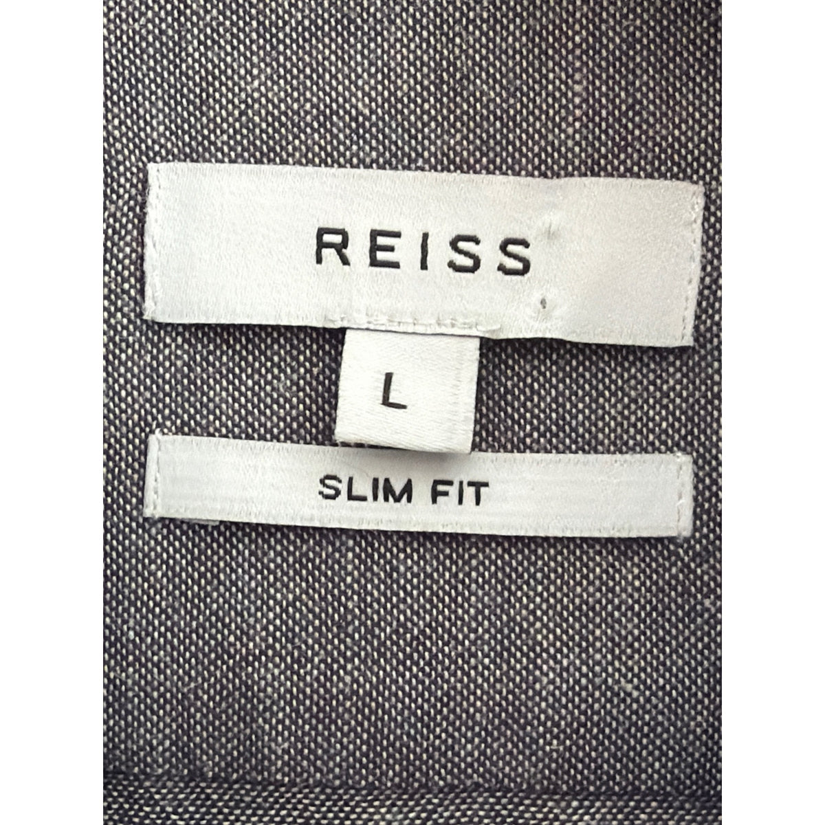 Reiss Men's Cody Slim Fit Cotton Linen Long Sleeve Shirt - Large, Gray