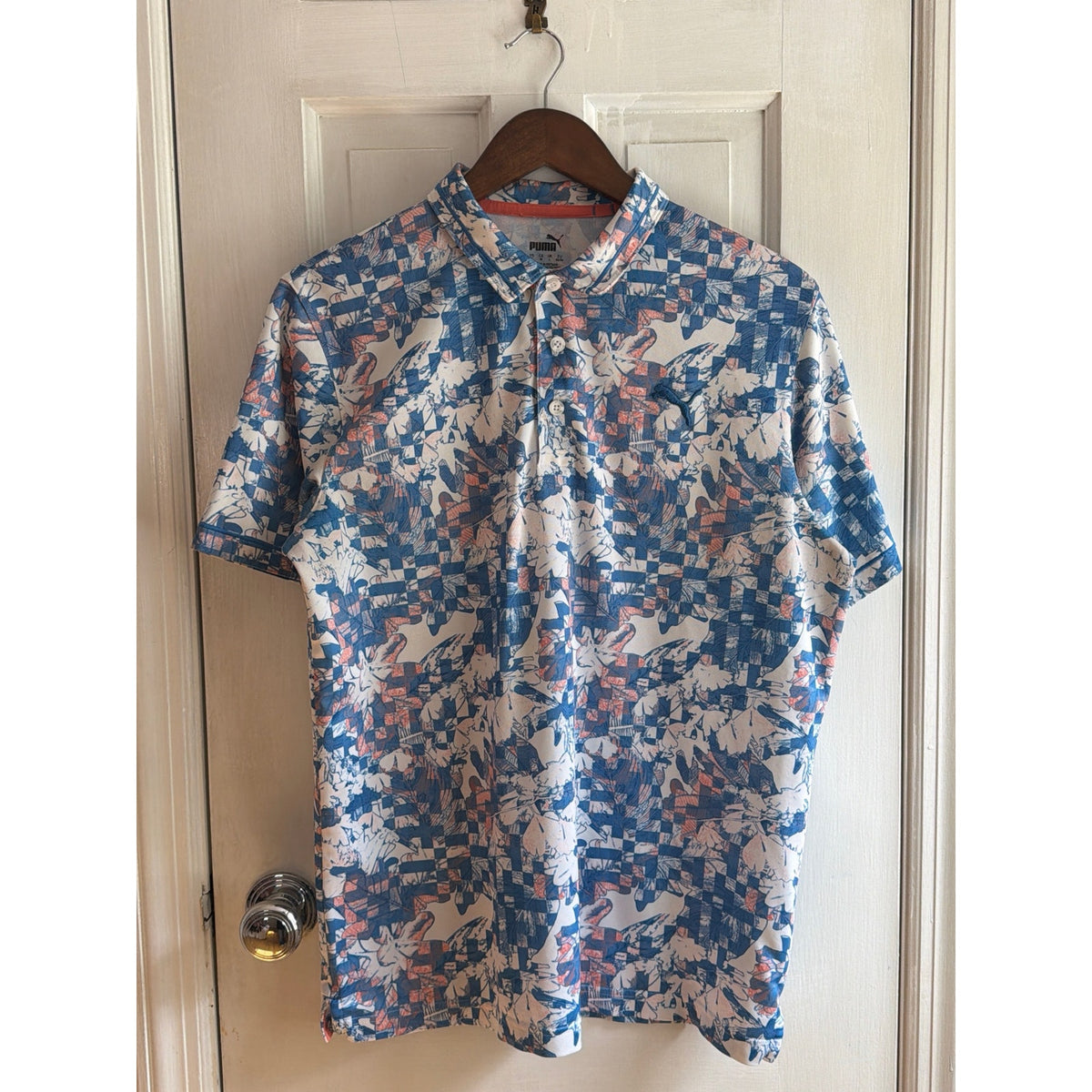 PUMA Golf Men's Tech Pique Botanical Short Sleeve Polo Shirt - Medium 