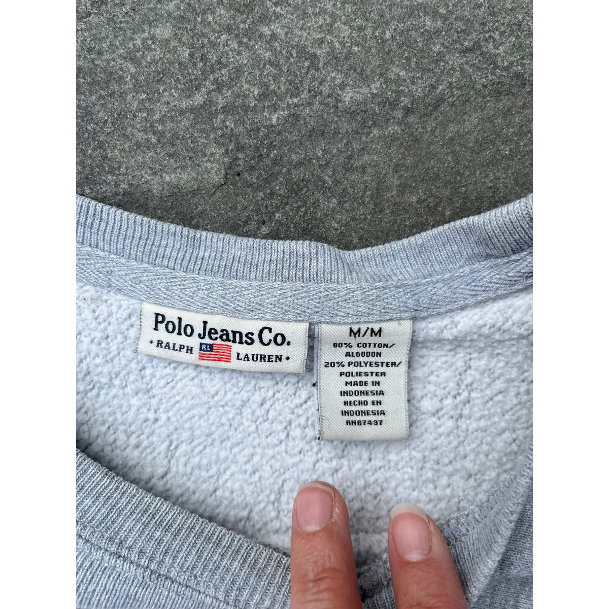 Vintage 90s Polo Jeans Co Ralph Lauren Grey Boxy Spellout Sweatshirt Medium