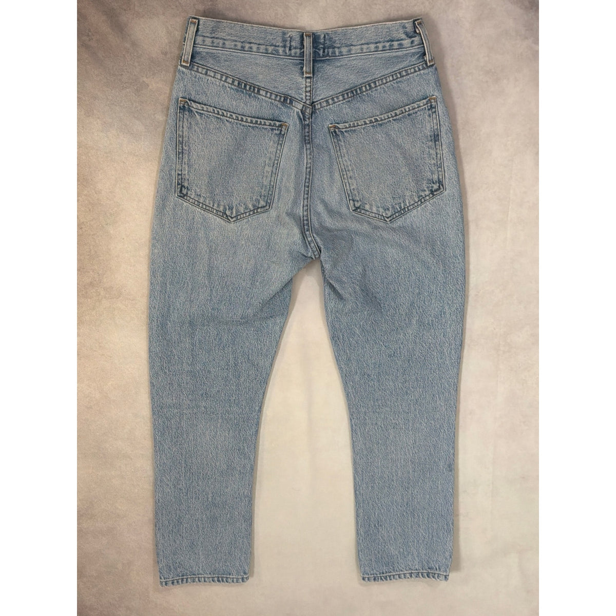 AGOLDE Straight Leg Button Fly Jeans Women’s Size 29 Distressed Hem Blue Denim