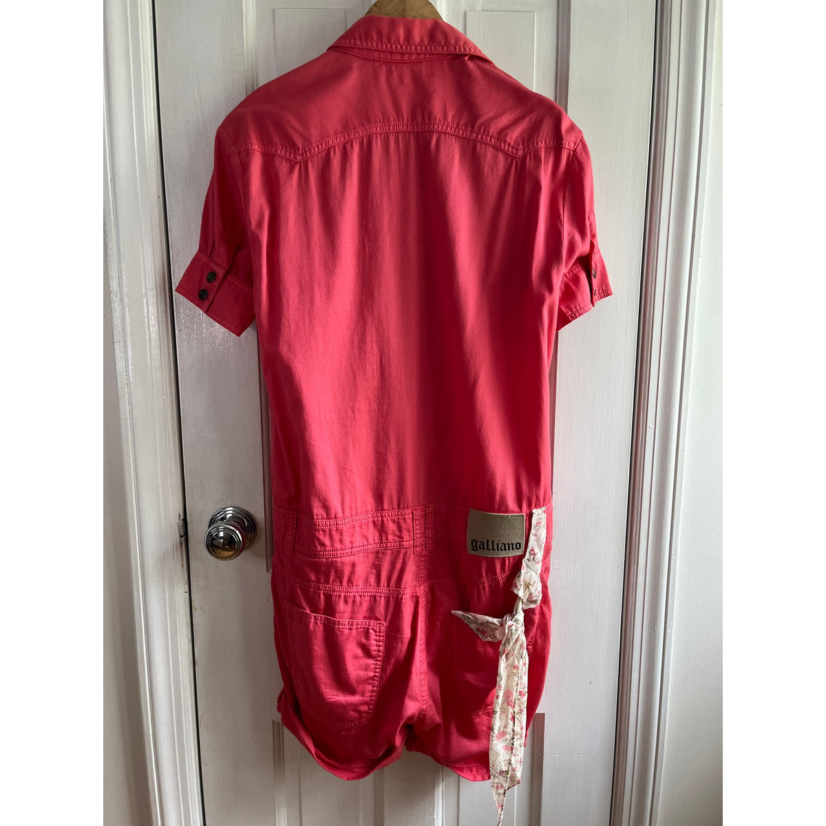 🌸 Galliano Archival Coral Utility Romper with Floral Tie Small 🌸