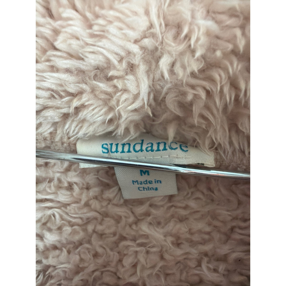 Sundance Plush Sherpa Fleece Cowl Neck Pullover Dusty Rose Tan Women's Medium
