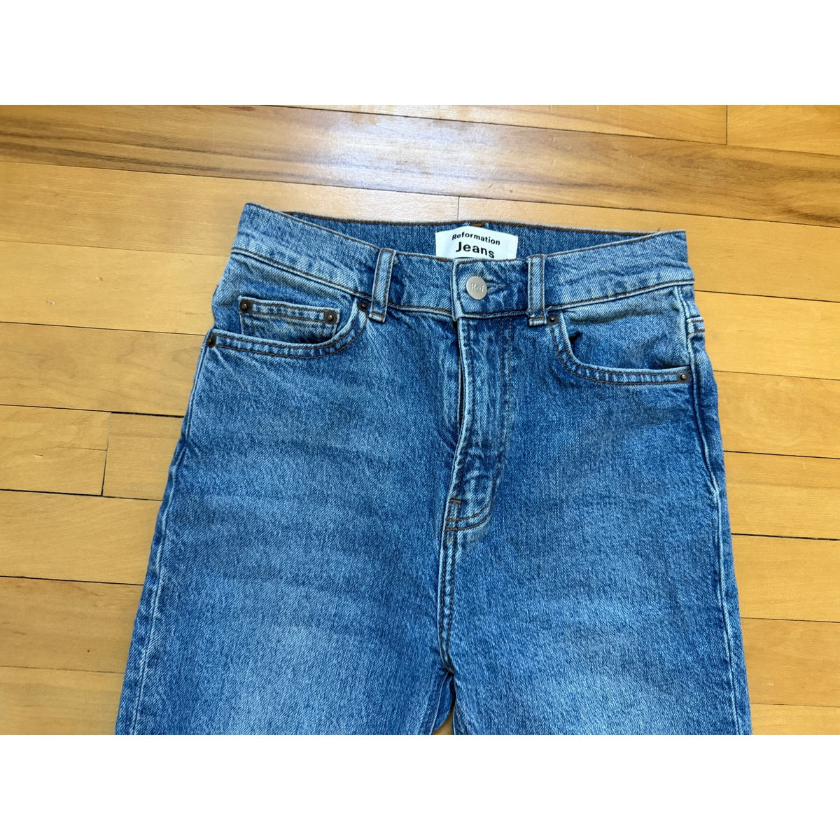 Reformation Jeans Size 24 Palermo Destroyed Medium Wash Distressed Ripped EUC